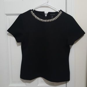 Andrienne Vittadini short slleves shirt, pearls